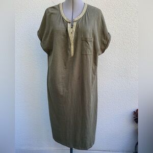 Boden Army Olive Green Dora Embroidered Short Sleeve Women’s Dress size 20